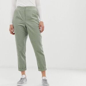 ASOS tapered sage green corduroy suit trousers